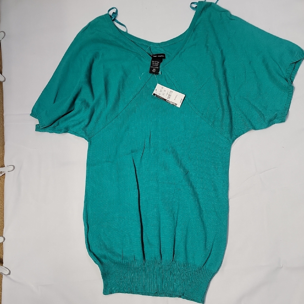 NWT New York & Company Teal Off-the-Shoulder Knit Top XS